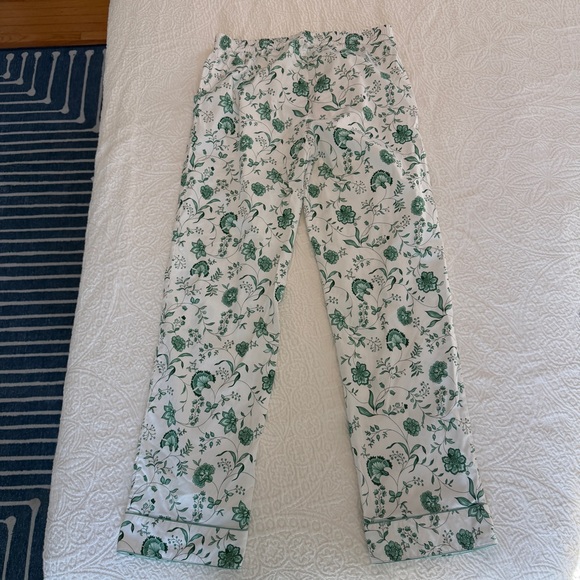 LAKE Pajamas Poplin Piped Pants Set in Meadow Vines Cotton Small NEW - Picture 6 of 8